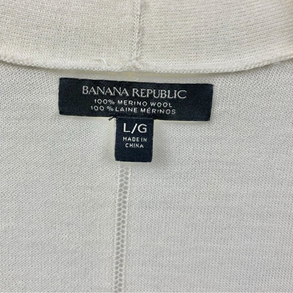 Banana Republic Cream 100% Merino Wool Open Front Cardigan Size L - Picture 4 of 6